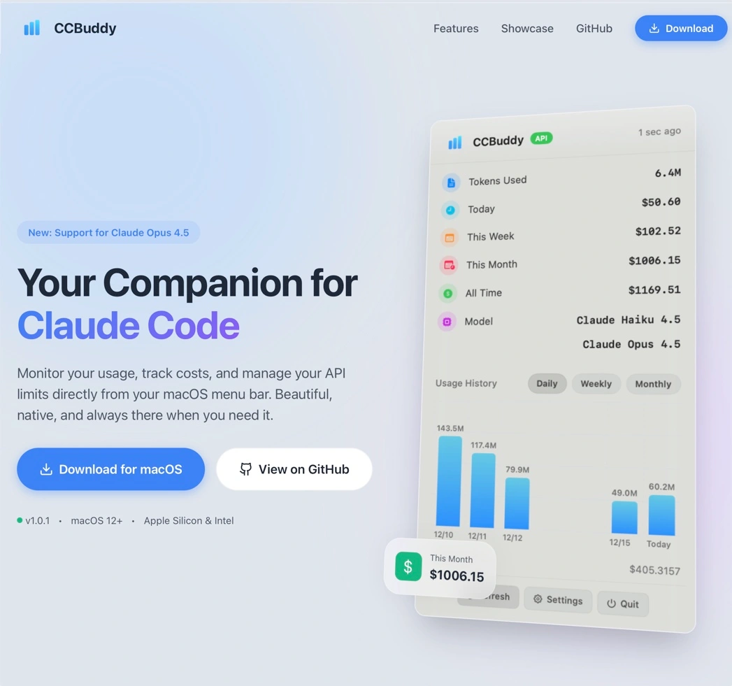 📊 CCBuddy:想了解你的 Claude Code 花费吗?
